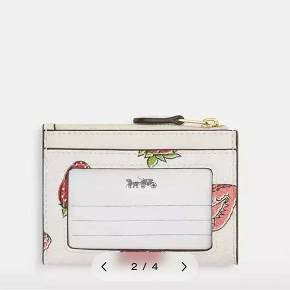 🍓Back In Stock!! Coach Mini Skinny ID Case with Strawberry Design!🍓 - Picture 2 of 7